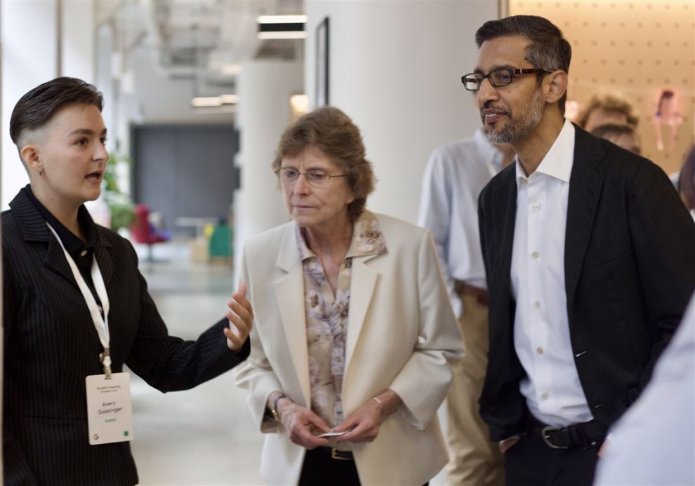 Google CEO Sundar Pichai announced a $250,000 grant for AI education in Pittsburgh.