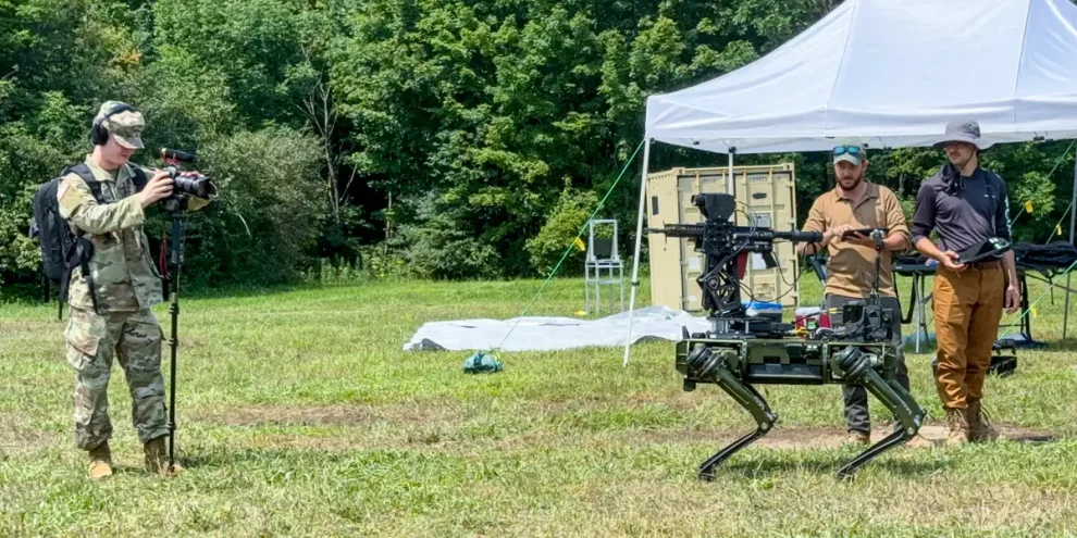 U.S. Army Tests AI-Enabled Robot Dogs with Rifle Turrets in Middle East Counter-Drone Exercise