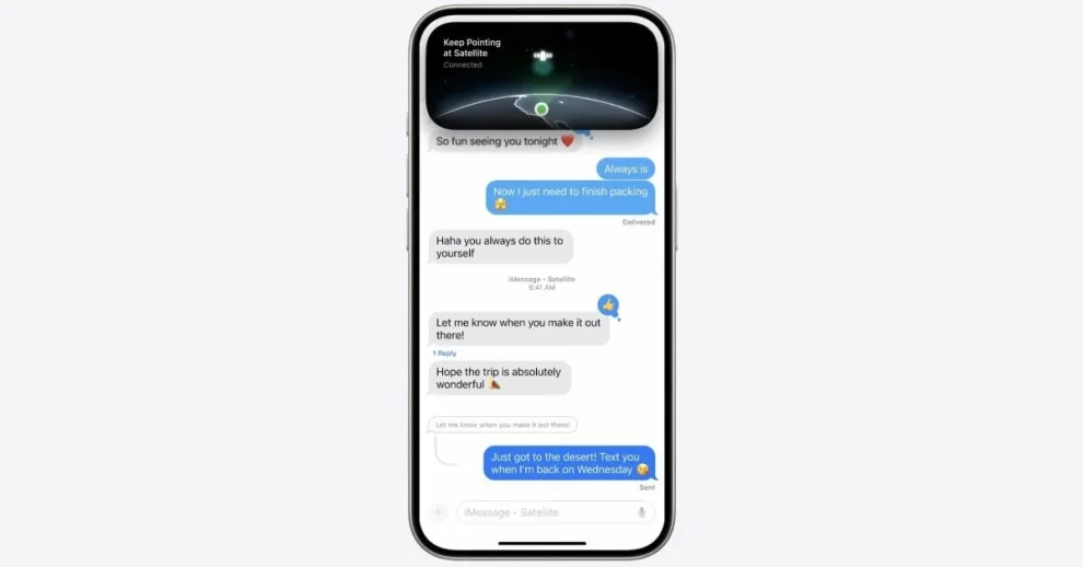 How to send messages via satellite on iPhone 14 and later models